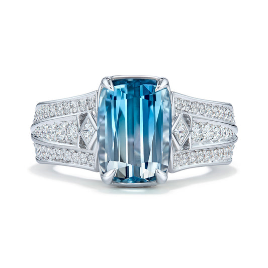 Natural Flawless Bi Color Topaz Ring with D Flawless Diamonds set in 18K White Gold