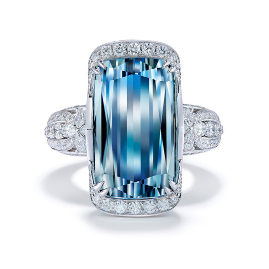 Natural Flawless Bi Color Topaz Ring with D Flawless Diamonds set in 18K White Gold