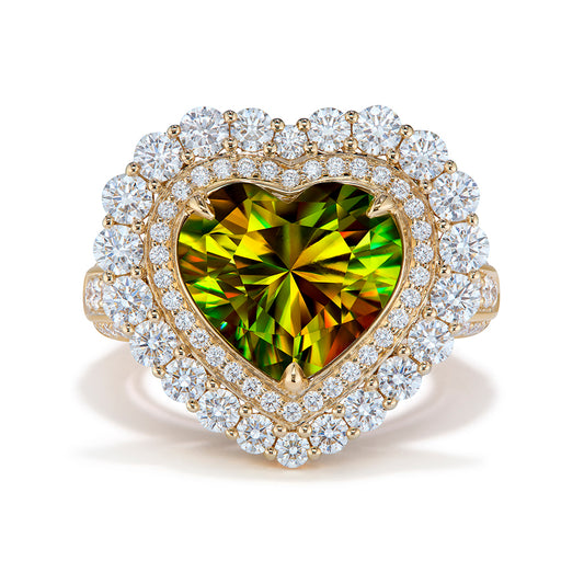 Brazilian Sphene Ring with D Flawless Diamonds set in 18K Yellow Gold
