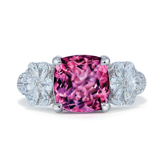 Madagascar Morganite Ring with D Flawless Diamonds set in 18K White Gold