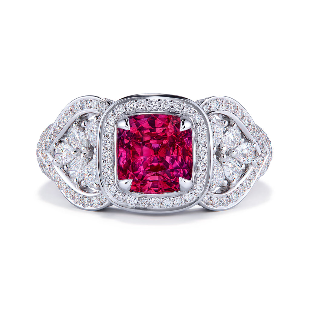 Unheated Jedi Ruby Ring with D Flawless Diamonds set in 18K White Gold