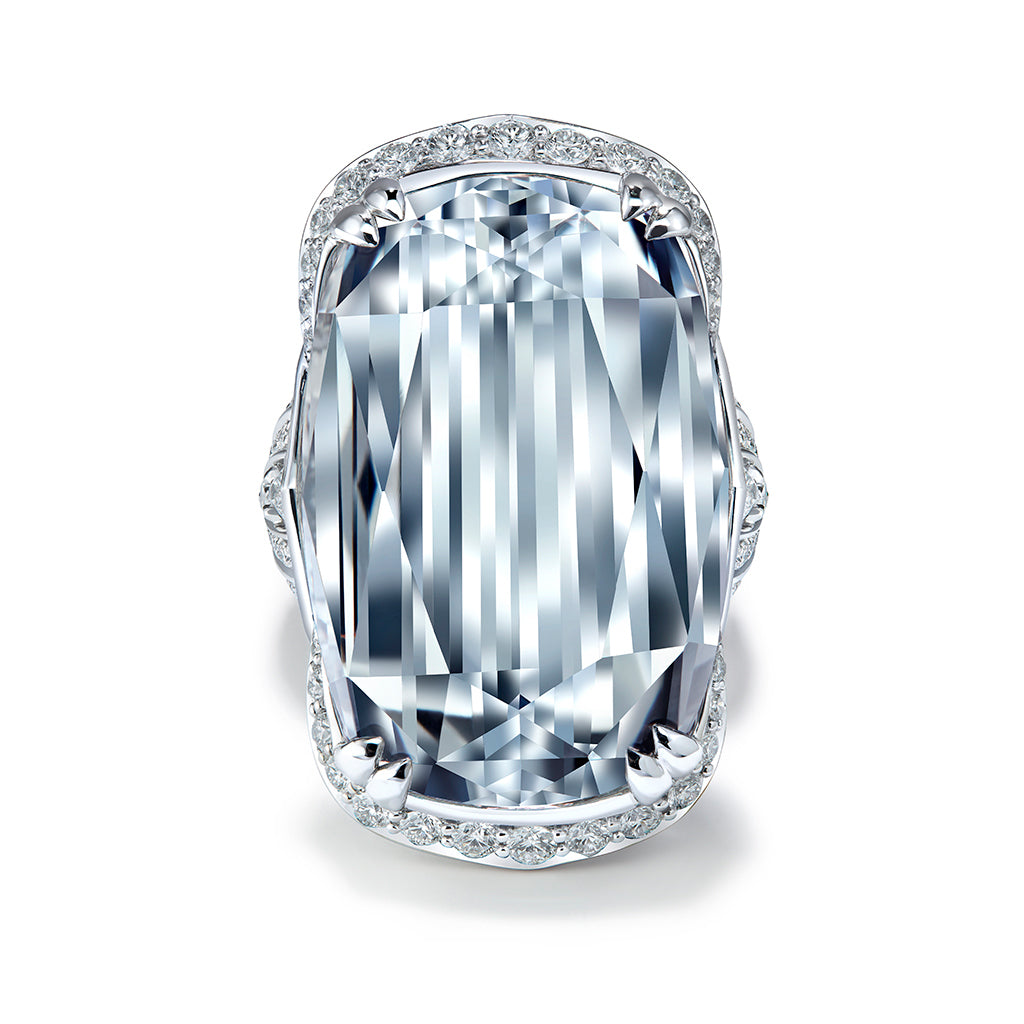 World Record Jeremejevite With GIA Notable Award Ring with D Flawless Diamonds set in 18K White Gold