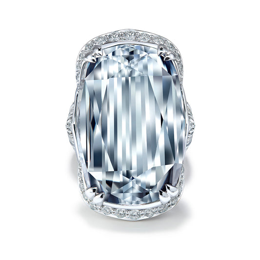 World Record Jeremejevite With GIA Notable Award Ring with D Flawless Diamonds set in 18K White Gold