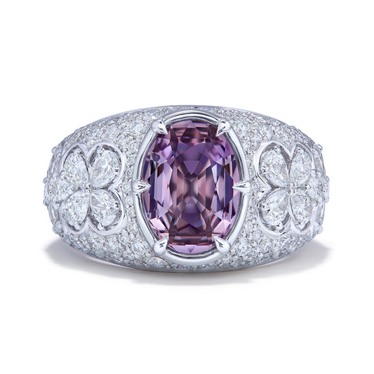 Vibrant Pink Taaffeite Ring with D Flawless Diamonds set in 18K White Gold