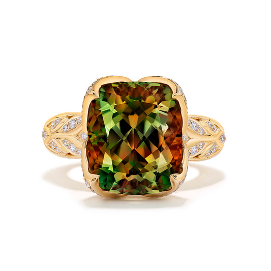 Zultanite Ring with D Flawless Diamonds set in 18K Yellow Gold