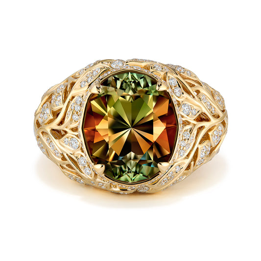 Zultanite Ring with D Flawless Diamonds set in 18K Yellow Gold