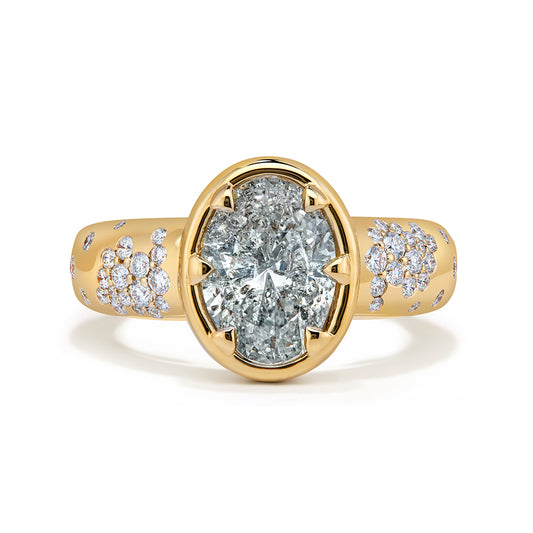 Argyle Salt And Pepper Diamond Ring with D Flawless Diamonds set in 18K Yellow Gold