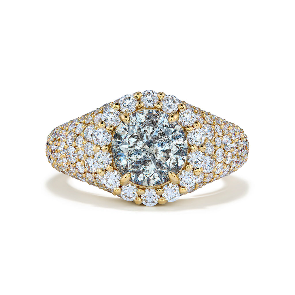 Argyle Salt And Pepper Diamond Ring with D Flawless Diamonds set in 18K Yellow Gold