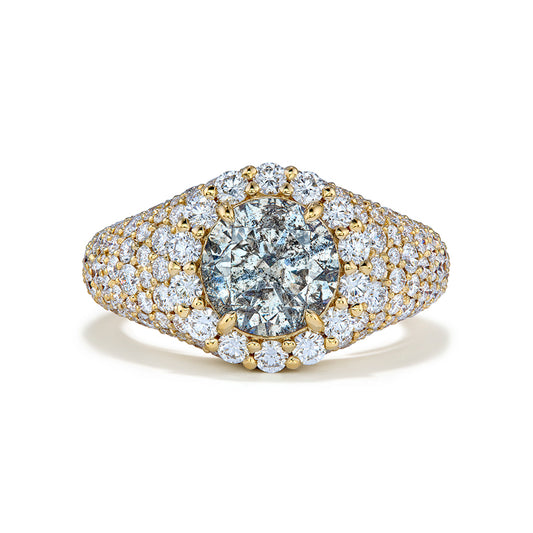 Argyle Salt And Pepper Diamond Ring with D Flawless Diamonds set in 18K Yellow Gold