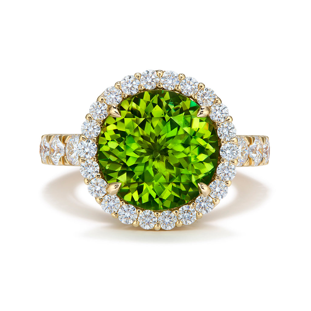 Bulgarian Sphalerite Ring with D Flawless Diamonds set in 18K Yellow Gold