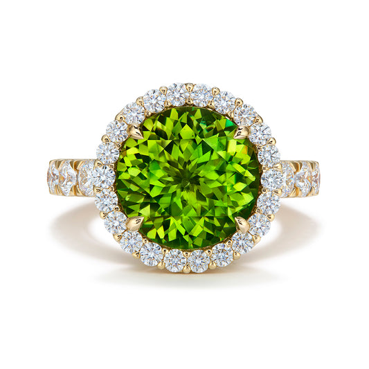 Bulgarian Sphalerite Ring with D Flawless Diamonds set in 18K Yellow Gold