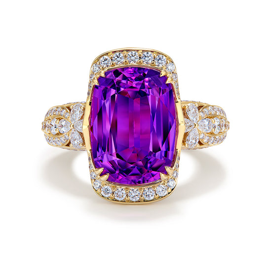 Patroke Kunzite Ring with D Flawless Diamonds set in 18K Yellow Gold