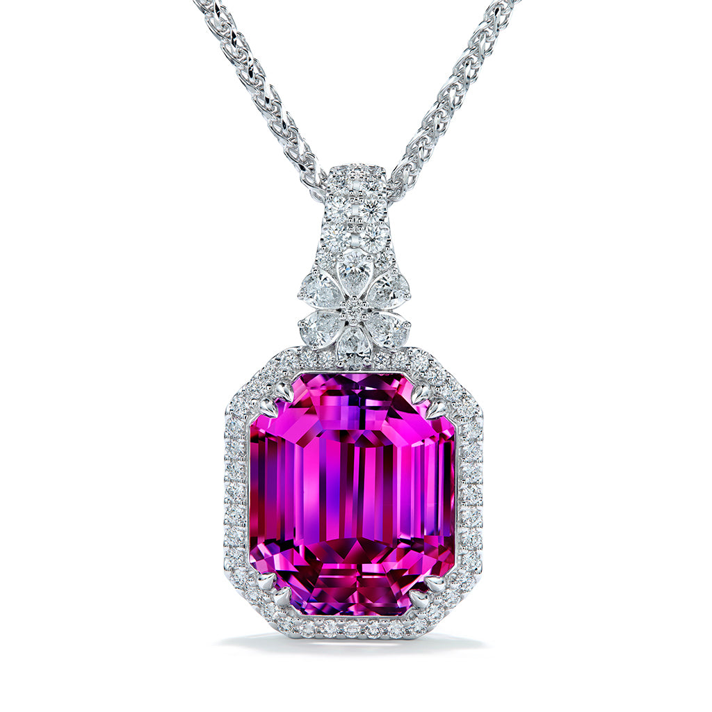 Patroke Kunzite Necklace with D Flawless Diamonds set in 18K White Gold