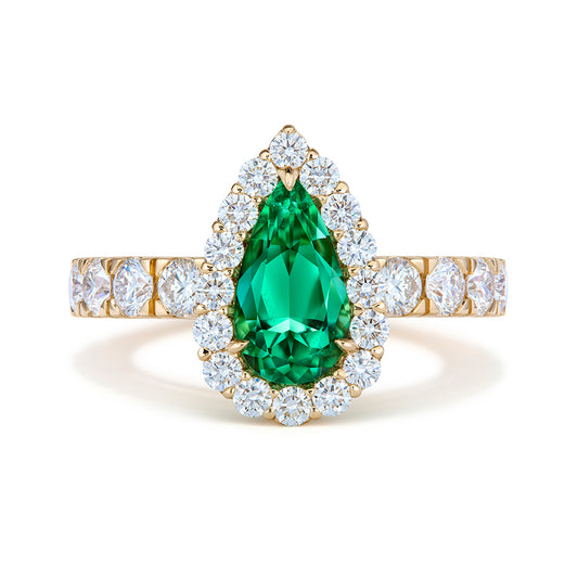 No Oil Russian Emerald Ring with D Flawless Diamonds set in 18K Yellow Gold