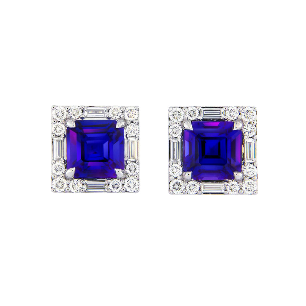 Tanzanite Earrings with D Flawless Diamonds set in Platinum