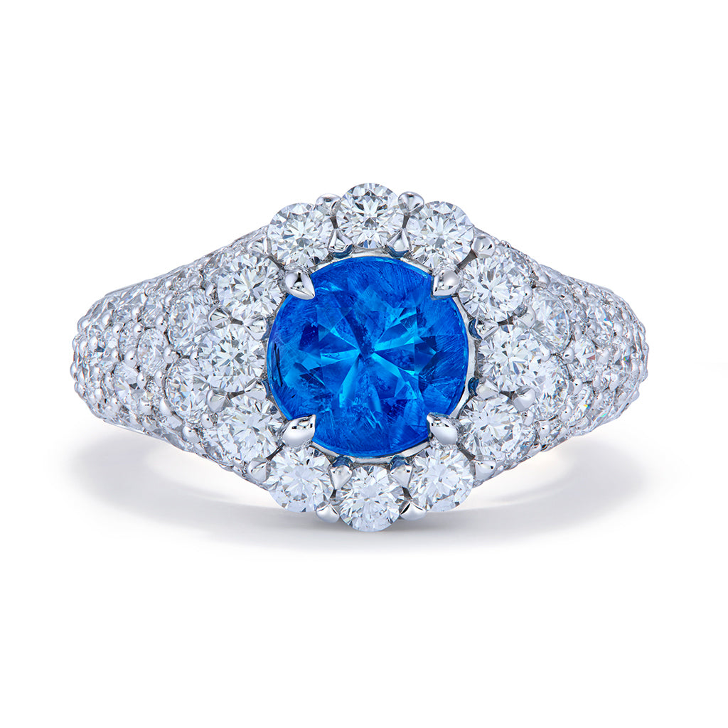 German Hauyne Ring with D Flawless Diamonds set in 18K White Gold