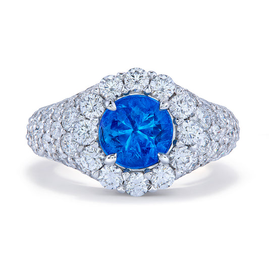 German Hauyne Ring with D Flawless Diamonds set in 18K White Gold