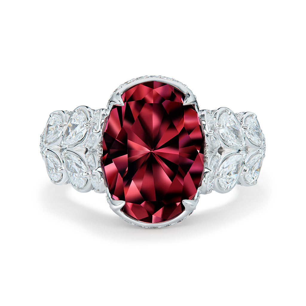 Pink Zircon Ring with D Flawless Diamonds set in 18K White Gold