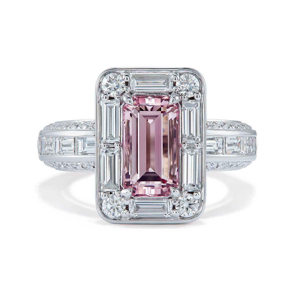 Pink Tanzanite Ring with D Flawless Diamonds set in 18K White Gold