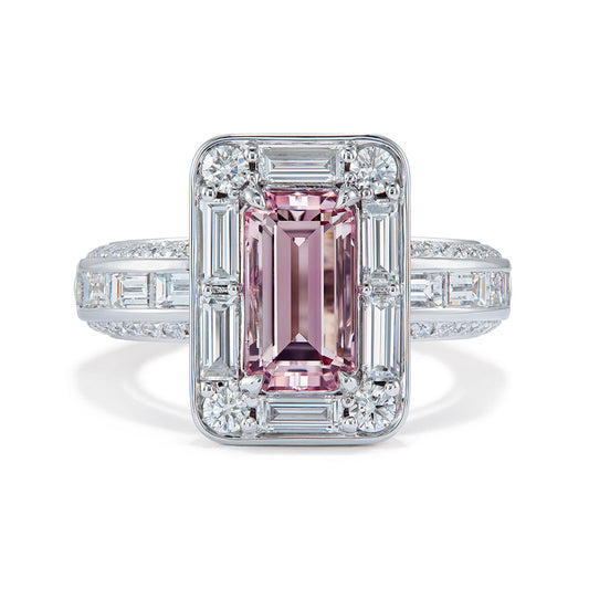 Pink Tanzanite Ring with D Flawless Diamonds set in 18K White Gold
