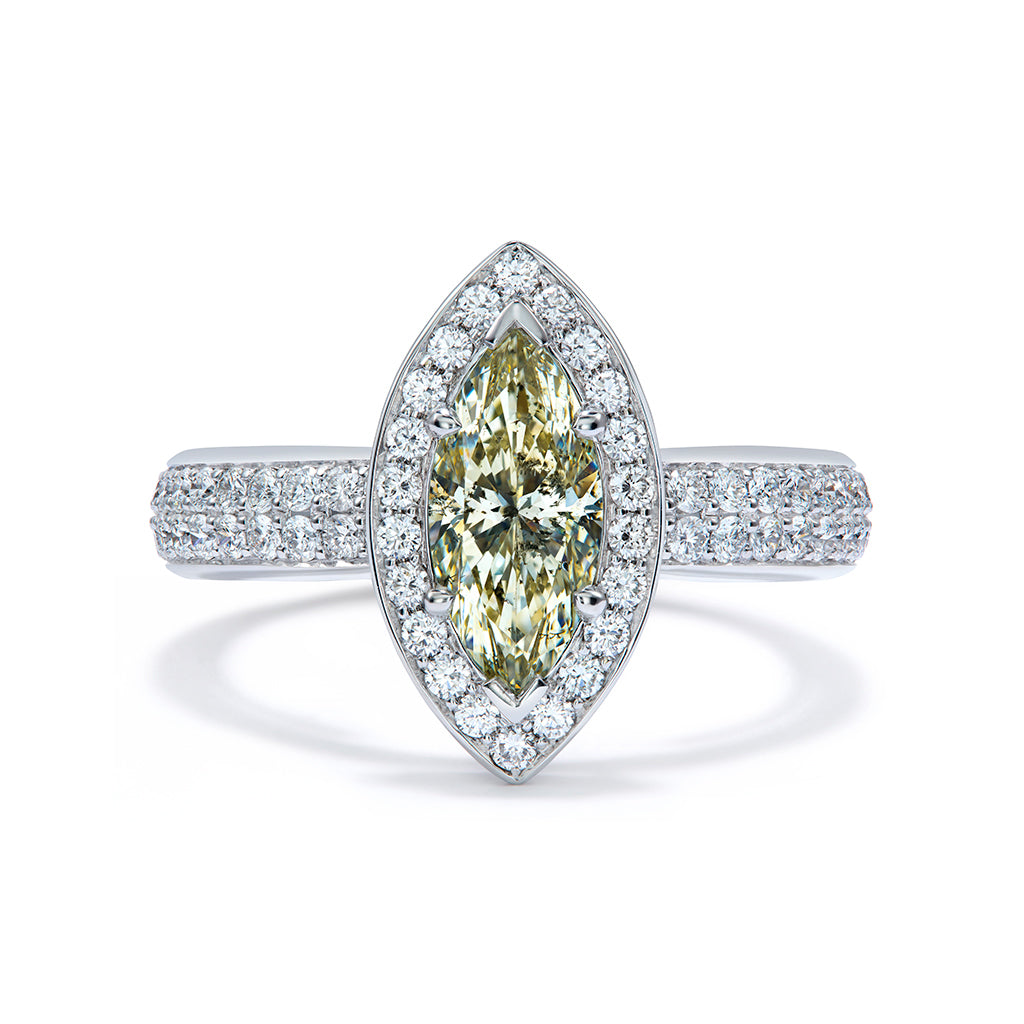 Argyle Salt And Pepper Diamond Ring with D Flawless Diamonds set in 18K White Gold