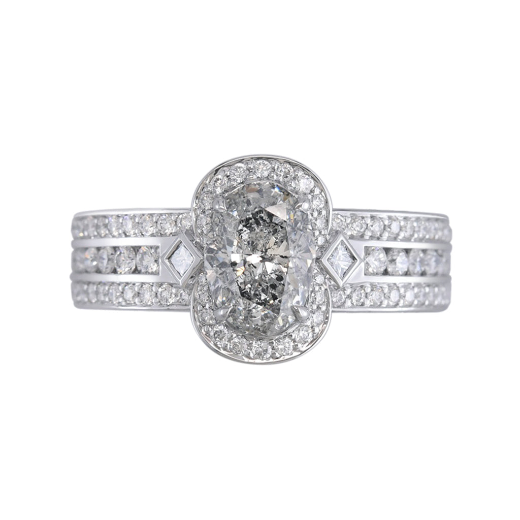 Argyle Salt And Pepper Diamond Ring with D Flawless Diamonds set in 18K White Gold