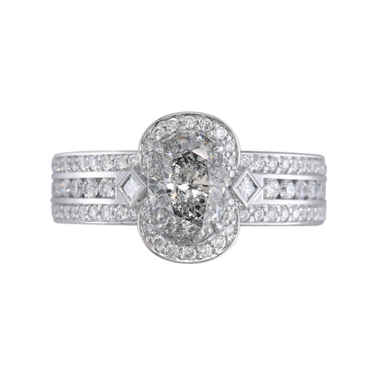 Argyle Salt And Pepper Diamond Ring with D Flawless Diamonds set in 18K White Gold