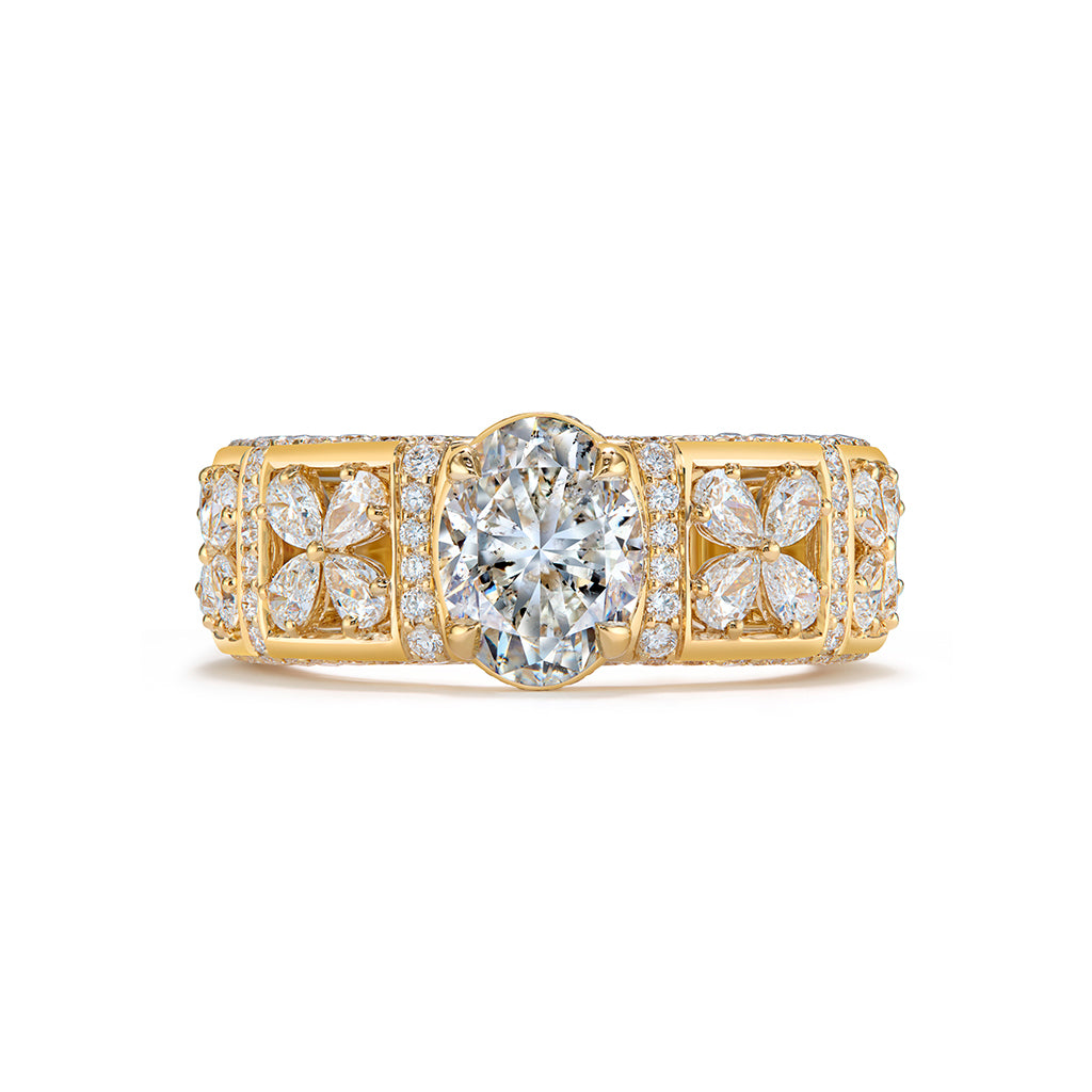 Argyle Salt And Pepper Diamond Ring with D Flawless Diamonds set in 18K Yellow Gold