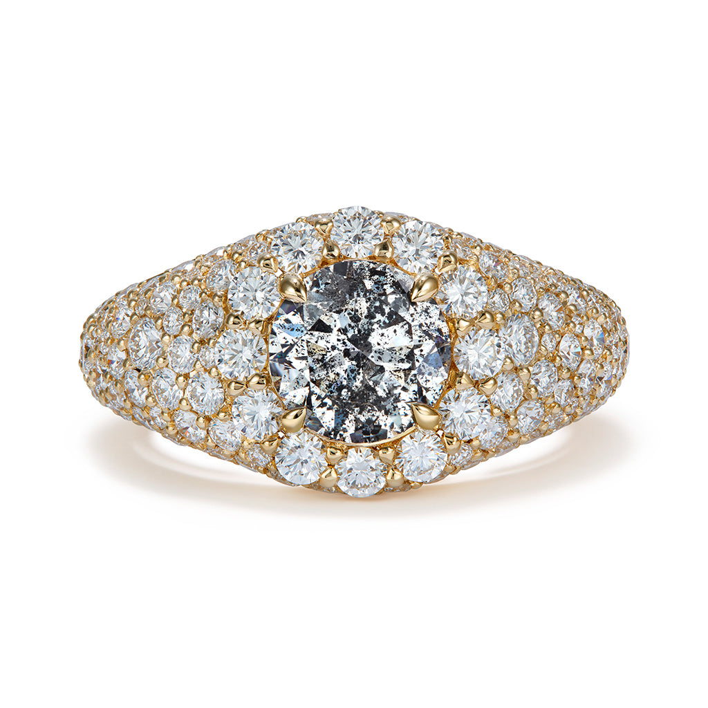 Argyle Salt And Pepper Diamond Ring with D Flawless Diamonds set in 18K Yellow Gold