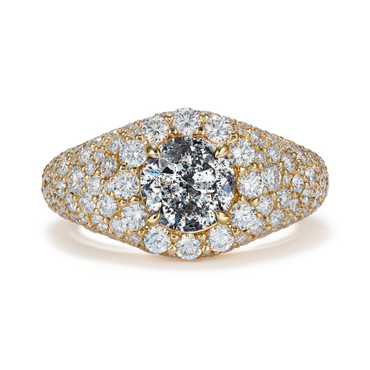 Argyle Salt And Pepper Diamond Ring with D Flawless Diamonds set in 18K Yellow Gold