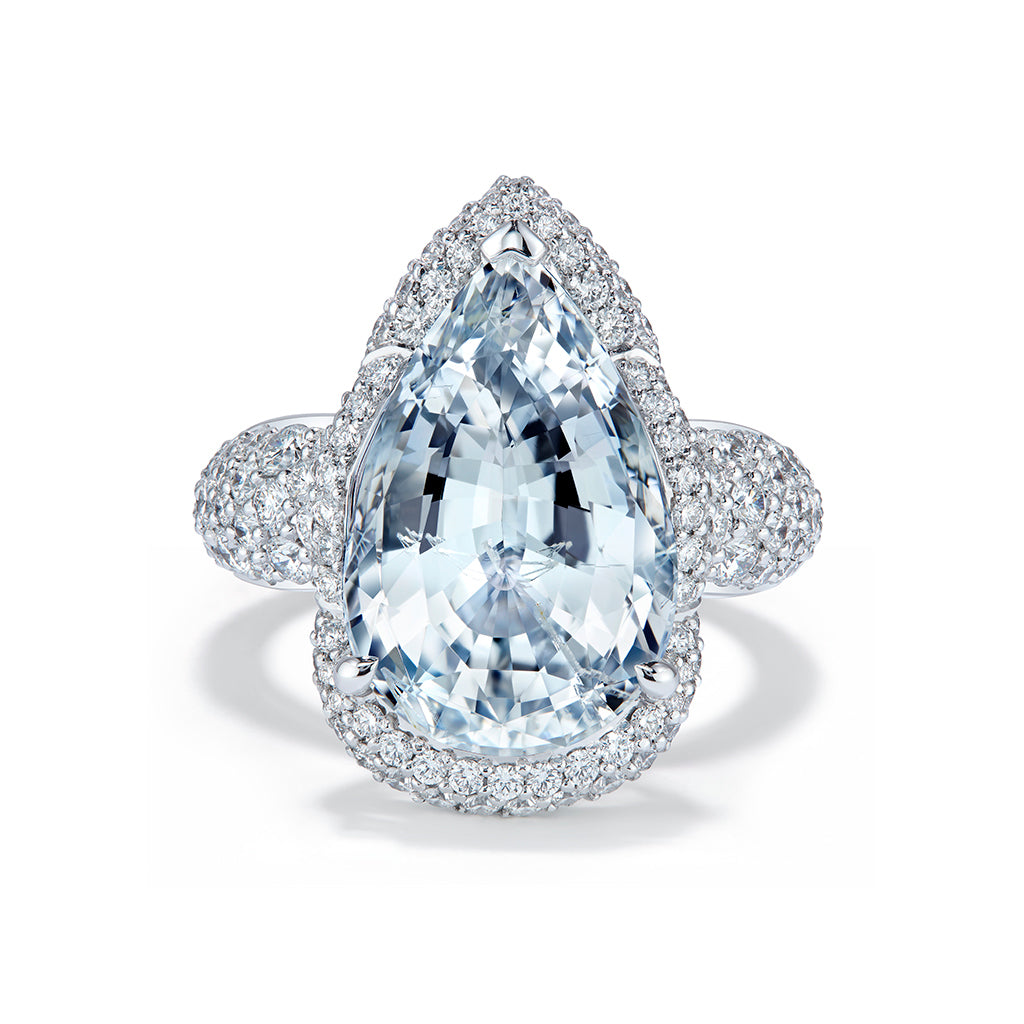GIA Notable Award Russian Jeremejevite Ring with D Flawless Diamonds set in 18K White Gold