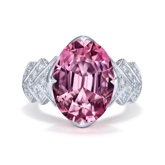 Madagascar Morganite Ring with D Flawless Diamonds set in 18K White Gold