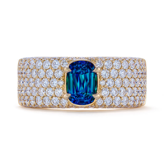 Burmese Color Change Natural Zircon Ring with D Flawless Diamonds set in 18K Yellow Gold