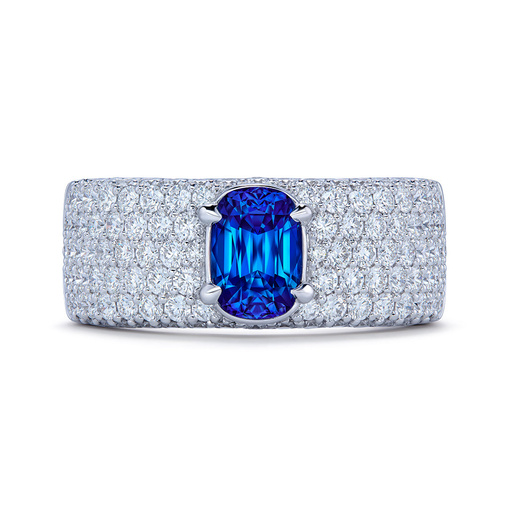 Burmese Color Change Natural Zircon Ring with D Flawless Diamonds set in 18K White Gold