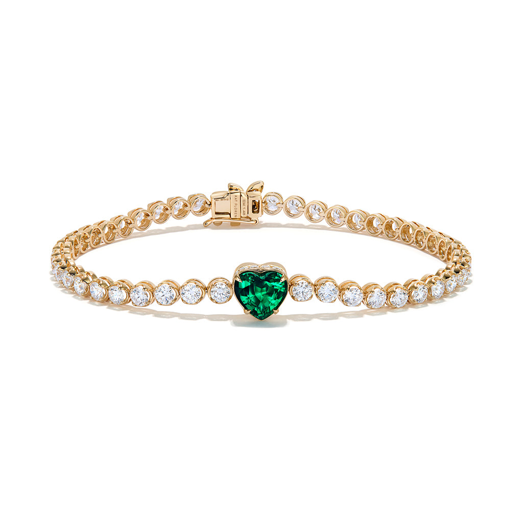 Russian Emerald Bracelet with D Flawless Diamonds set in 18K Yellow Gold