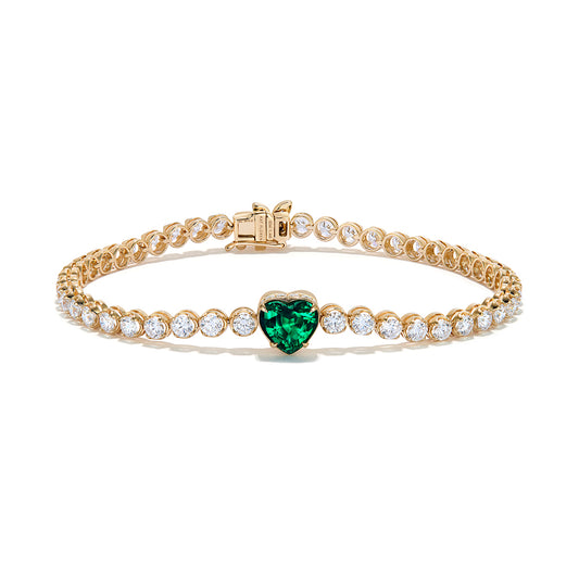 Russian Emerald Bracelet with D Flawless Diamonds set in 18K Yellow Gold