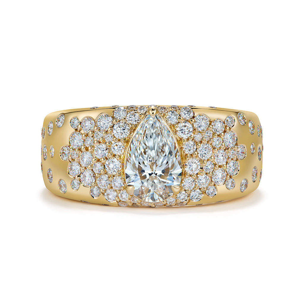 D Flawless Golconda Diamond Ring with D Flawless Diamonds set in 18K Yellow Gold