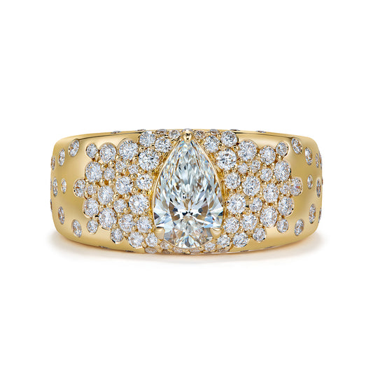 D Flawless Golconda Diamond Ring with D Flawless Diamonds set in 18K Yellow Gold