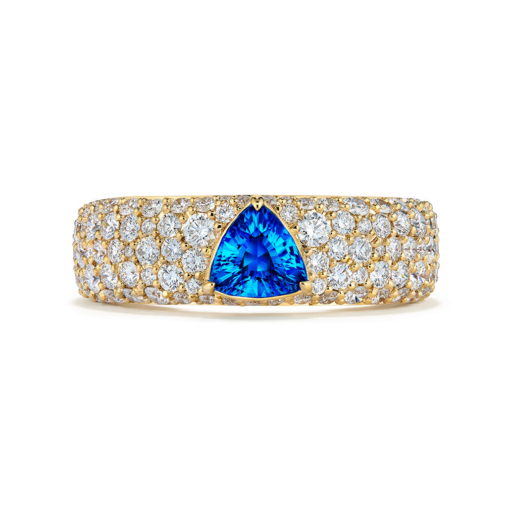 German Hauyne Ring with D Flawless Diamonds set in 18K Yellow Gold