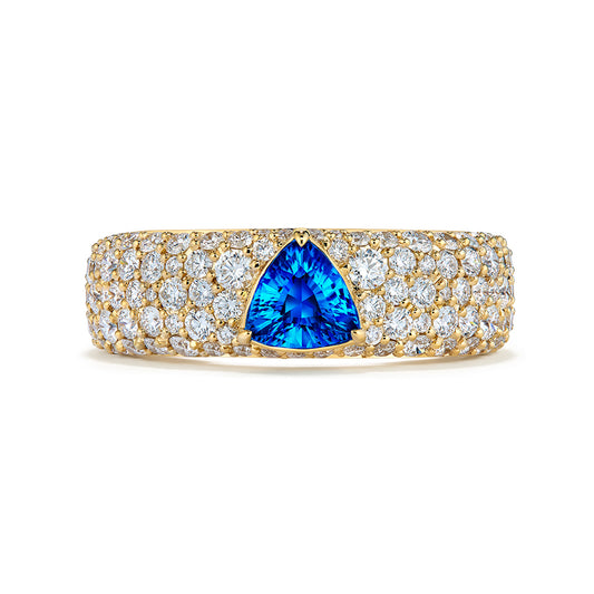 German Hauyne Ring with D Flawless Diamonds set in 18K Yellow Gold