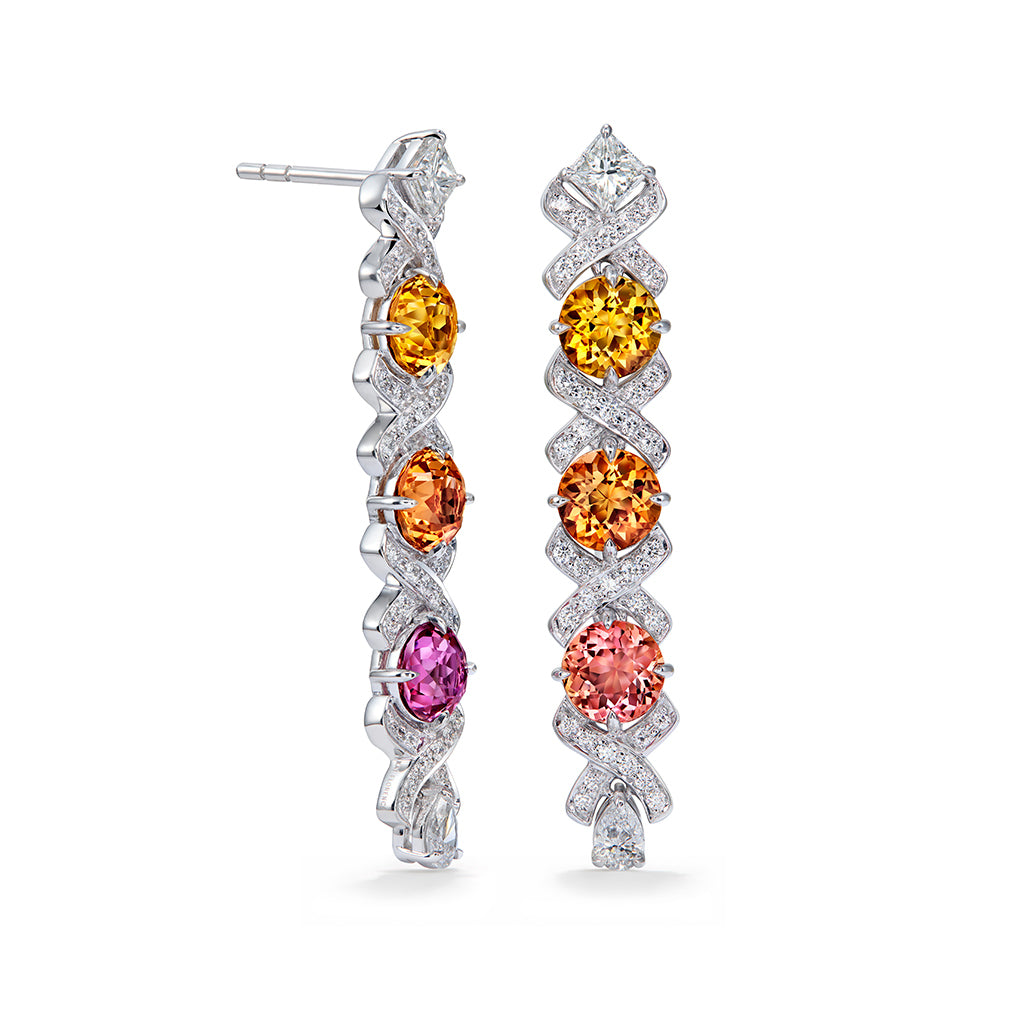 Brazilian Imperial Topaz Earrings with D Flawless Diamonds set in 18K White Gold