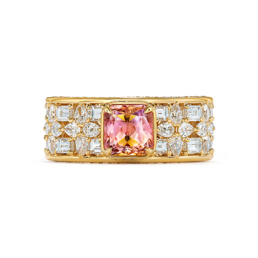 Pink Tanzanite Ring with D Flawless Diamonds set in 18K Yellow Gold