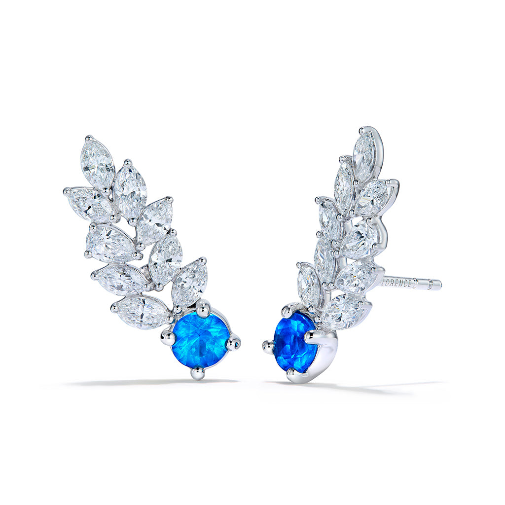 German Hauyne Earrings with D Flawless Diamonds set in 18K White Gold