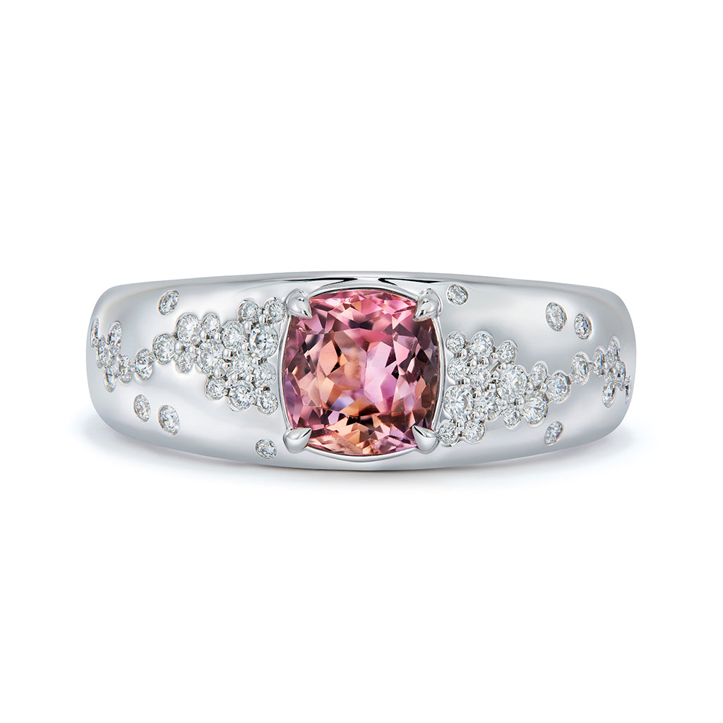 Pink Tanzanite Ring with D Flawless Diamonds set in 18K White Gold