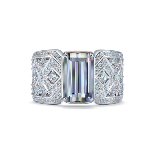 Colorless Tanzanite Ring with D Flawless Diamonds set in 18K White Gold