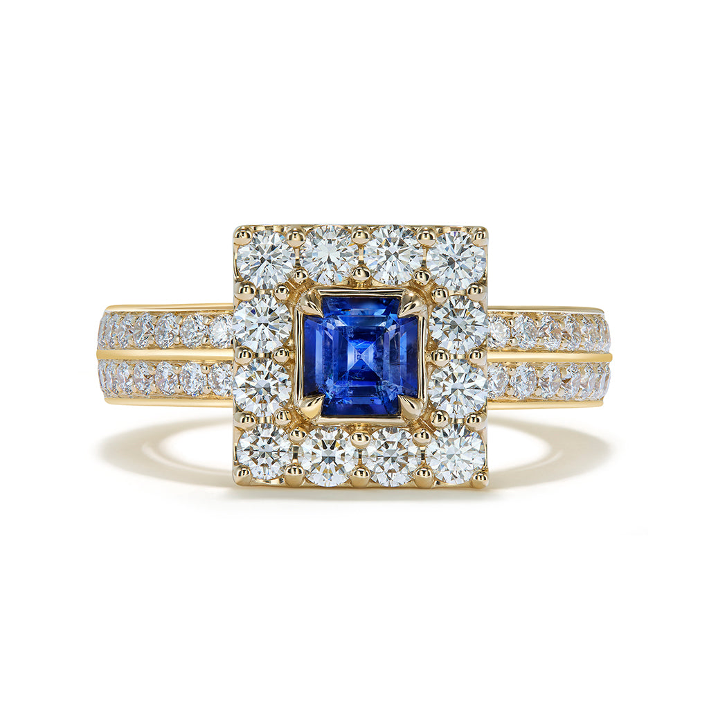 Gem Dumortierite Ring with D Flawless Diamonds set in 18K Yellow Gold