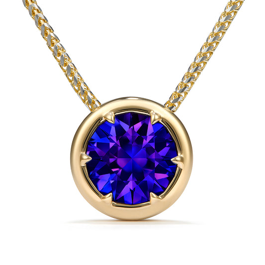 Tanzanite Necklace with D Flawless Diamonds set in 18K Yellow Gold