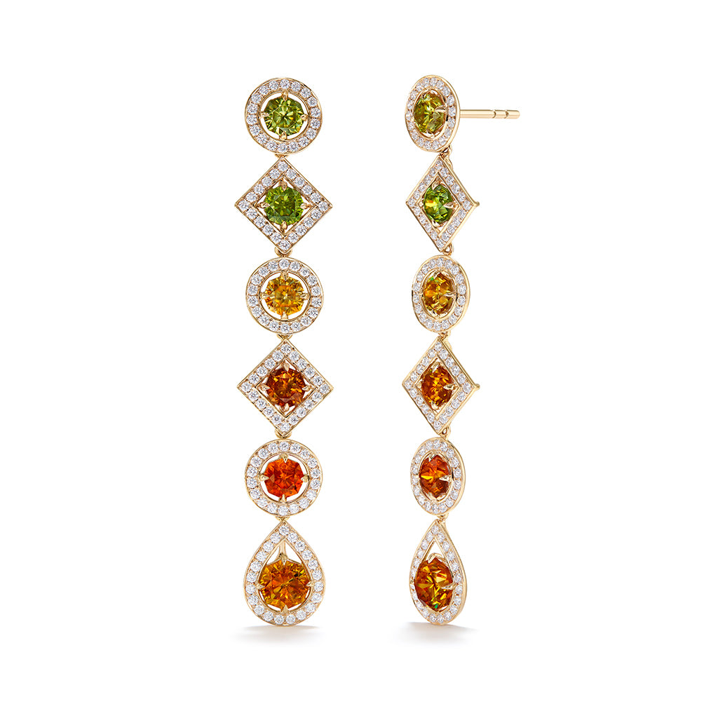 Sphalerite Earrings with D Flawless Diamonds set in 18K Yellow Gold