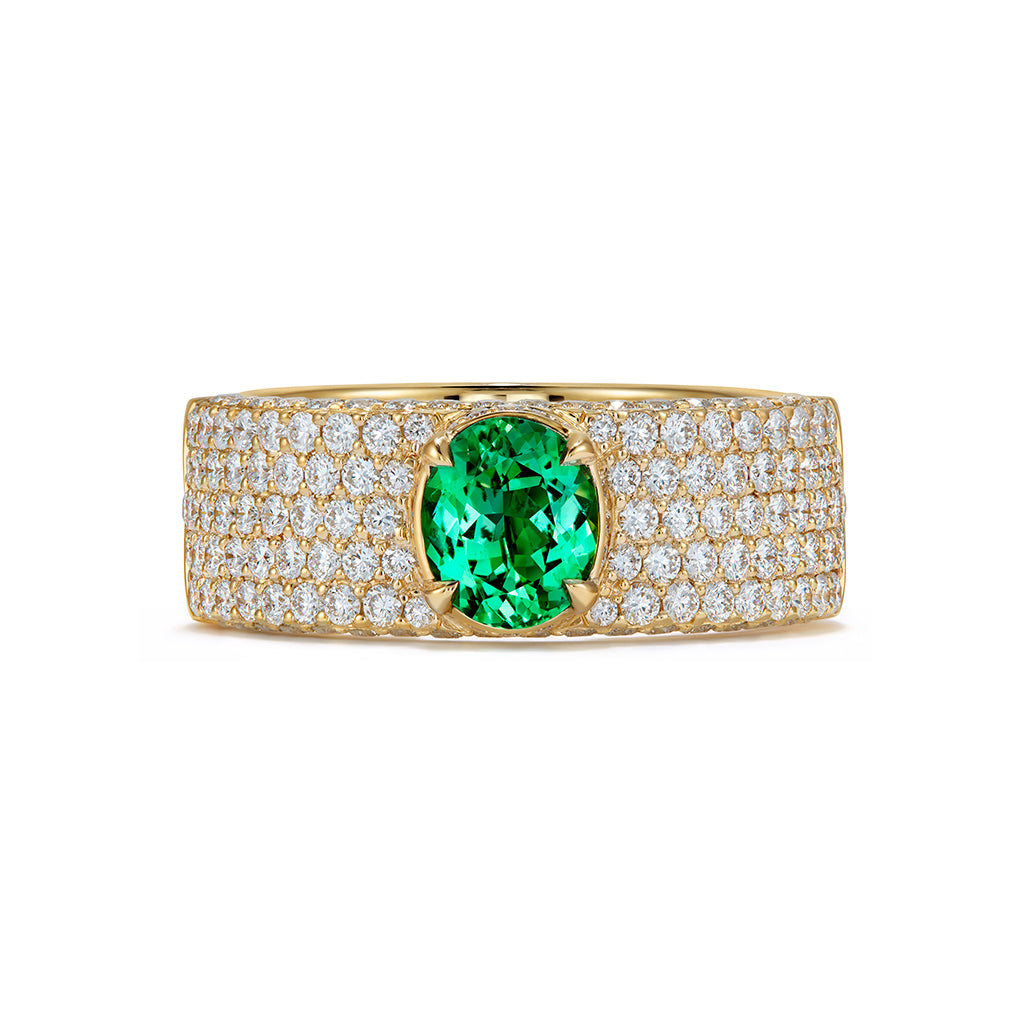 Prismatine Ring with D Flawless Diamonds set in 18K Yellow Gold