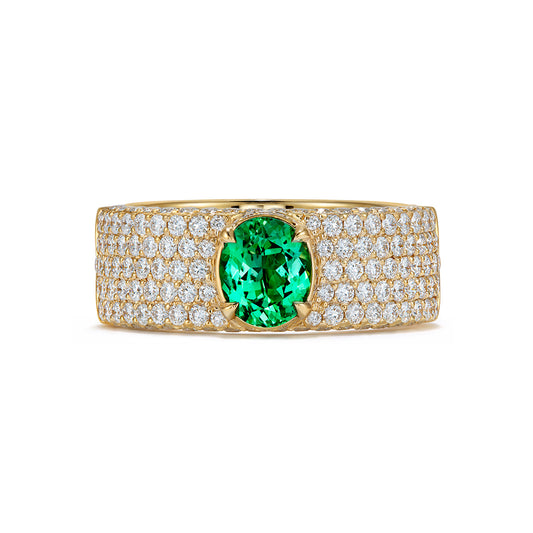 Prismatine Ring with D Flawless Diamonds set in 18K Yellow Gold